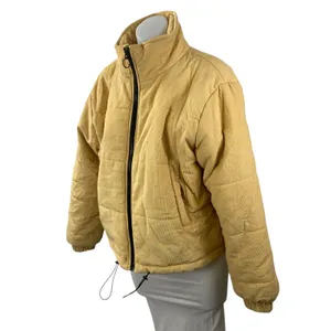 Cotton Candy LA Womens Yellow Quilted Mock Neck Long Sleeve Puffer Coat Jacket M thumbnail 3