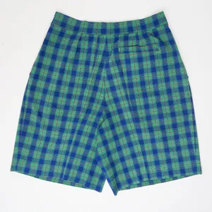 Vintage High Waisted Blue Green Plaid Shorts thumbnail 5