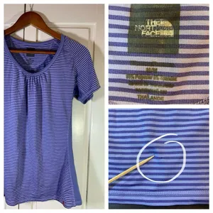 The North Face T Shirt Womens Medium Purple Stripes Outdoorsy Hiking‎ READ thumbnail 2