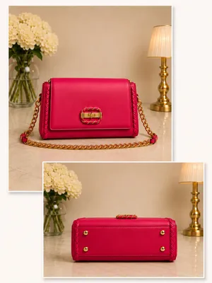 Elegant Hot Pink Chain Shoulder Bag thumbnail 2
