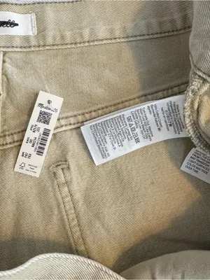 Madewell Short Pieced Barrel-Leg Jeans Faded Khaki‎ Rigid size 33 Short NWT READ thumbnail 6