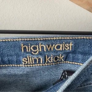 7 For All Mankind High Waist Slim Kick Jeans Dark Blue Wash Flare Jean denim EUC thumbnail 11