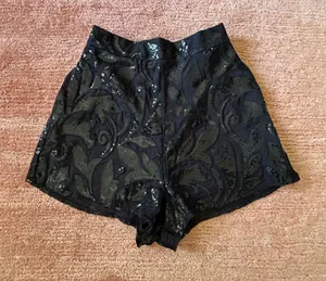 Show Me Your Mumu Black Sequin High Waist Shorts XS Party Evening thumbnail 1