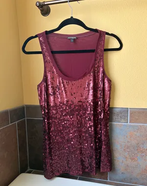 Express Burgundy Sequin Tank Top thumbnail 3