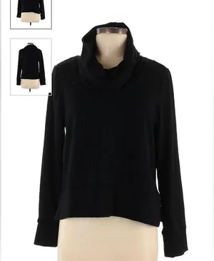 YOGALICIOUS Cowl Neck Pullover Sweatshirt. Black. Women’s Size L. EUC thumbnail 6