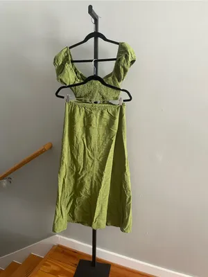Free People Extra Dose Midi Dress Green Size Small thumbnail 3