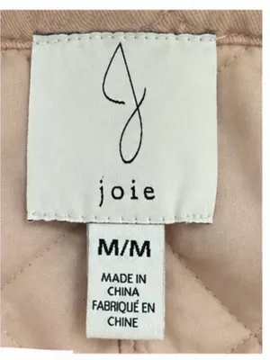 Joie Quilted Longline Jacket Coat Size Medium Blush Tan Cotton Snap Front thumbnail 4