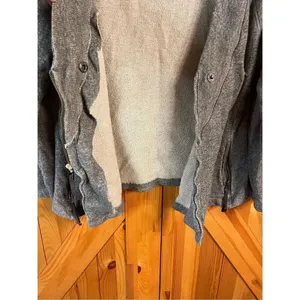 Eddie Bauer Gray Heather LS Zip Loose Fit Y-Neckline Cardigan Women's Large (339 thumbnail 3