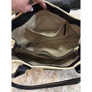 Kate Spade New York‎ Striped Patent Leather Tote Bag Black Cream thumbnail 7