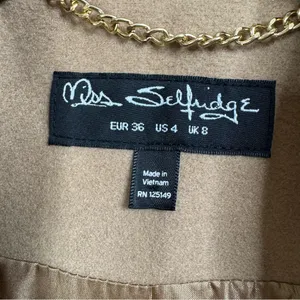 Miss Selfridge Tan Peacoat with Pleated Sleeves Size 4‎ thumbnail 3