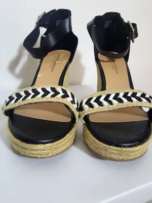 Christian Siriano Black White Boho Espadrille Wedge Sandals Size 11 NWOT Flaw thumbnail 2