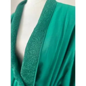 Victoria's Secret Vintage Gold Label Long Robe Green Belted Embossed Women Large thumbnail 2
