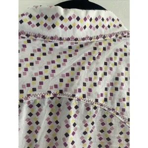 Ariat Western Pearl Snap Shirt Womens M Purple Yellow Diamond Print Cotton Top thumbnail 9