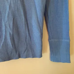Aerie Blue Waffle Knit Long Sleeve Henley Shirt Loungewear Women's size Large thumbnail 4