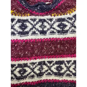 Free People Fair Isle Sweater Large Chunky Knit Boho Cozy Winter thumbnail 4