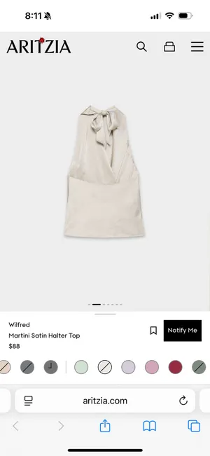 Aritzia Martini Satin Halter Top thumbnail 2