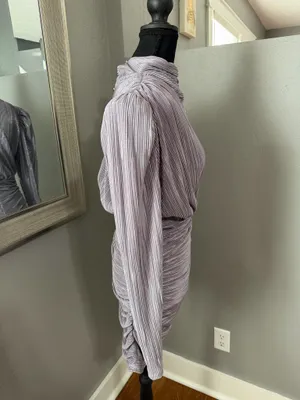 Sabina Musayev x Revolve Maya mini dress lavender metallic foil pleated small thumbnail 4