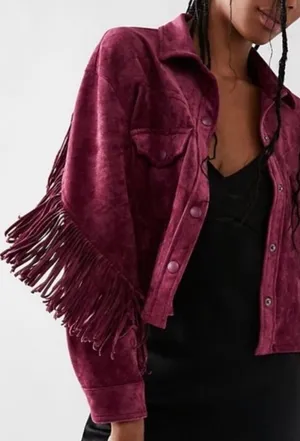 BLANK NYC & Free People vegan suede fringe jacket thumbnail 1