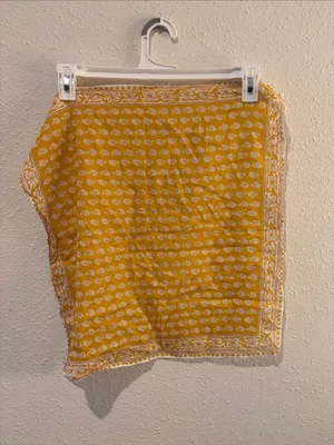 Madewell Yellow Floral Print Scarf with White Border thumbnail 3