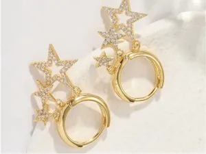 NEW Shooting Stars Zircon and Gold Hoop Earrings NWT thumbnail 2