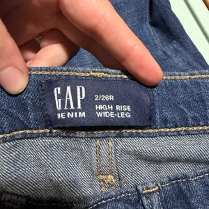 Vintage GAP blue medium wash high rise wide leg denim 100% cotton jeans flare 2 thumbnail 6