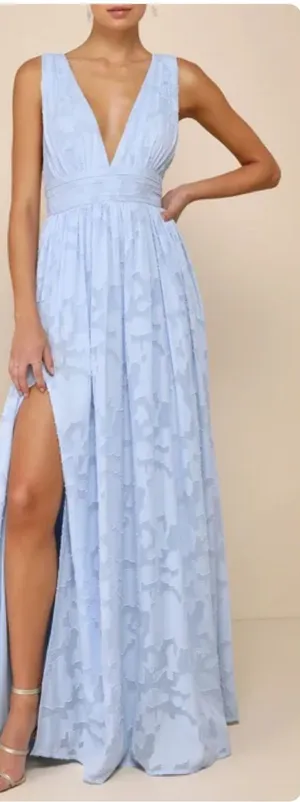 Lulus Sweet Sophistication Light Blue Burnout Floral Maxi Dress thumbnail 1