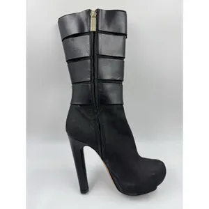 Herve Leger Runway High Heel Boots Suede/Leather Black 35.5 EU 5 US thumbnail 8