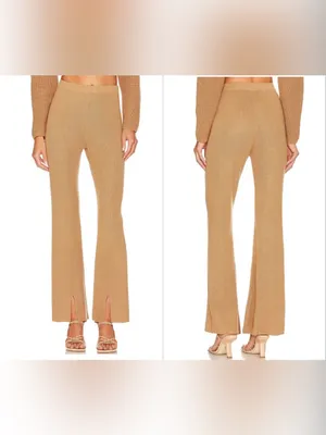 callahan beige ribbed novah slit flare casual pants thumbnail 2