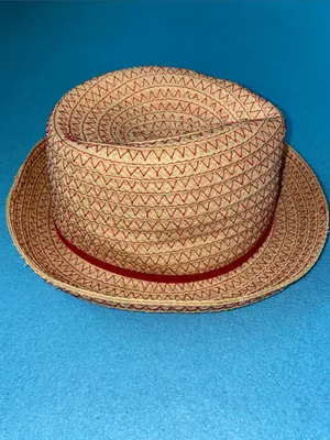ANN TAYLOR paper straw trilby fedora pinched front red stitching size OSFA thumbnail 5