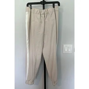 Alice And Olivia Pete Jogger Pants Size Medium Cream With White Stripes thumbnail 5
