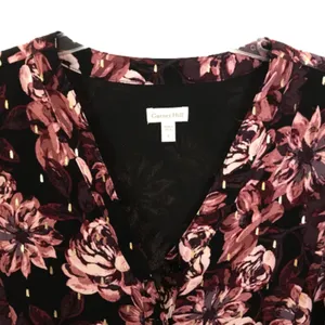 NWOT Womens Size 6 Garnet Hill Purple Floral Dropwaist Button-Up Crepe Dress thumbnail 2