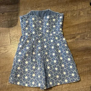 NWOT Do + Be Blue Eyelet Strapless Romper thumbnail 6