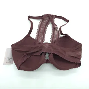 Auden Bra The Ace Demi Front Closure Lightly Lined Racerback Burgundy 36DDD thumbnail 2