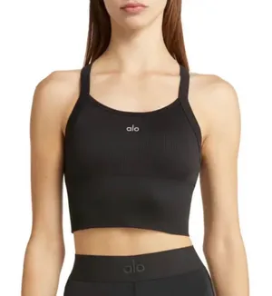 Alo Yoga Seamless Ribbed Favorite Bra Tank Black L thumbnail 1