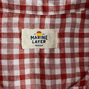 Marine Layer Madeline Relaxed Crop Shirt in Red & White‎ Plaid Size US Medium thumbnail 12