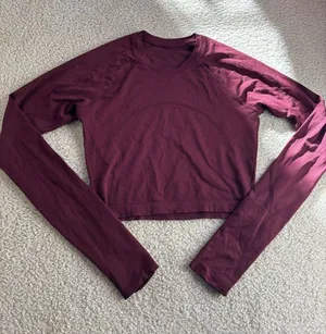 lululemon athletica Burgundy Long-Sleeve Crop Top thumbnail 1