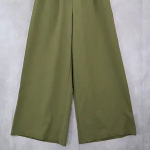 Green Wide Leg Boho Comfy Pull On Straight Leg High Rise Trousers Pant S Small‎ thumbnail 5