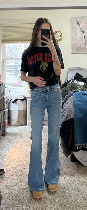 Express 70s flare mid-rise jeans thumbnail 1