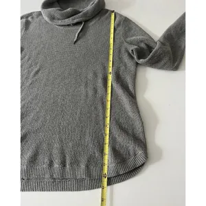 Lauren Ralph Lauren Gray Cotton Waffle-Knit Cowl Neck Logo Pullover Sweater Med thumbnail 8