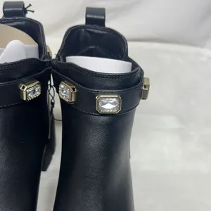 Stylish Black Ankle Boots with Gem Details Size 9 thumbnail 16