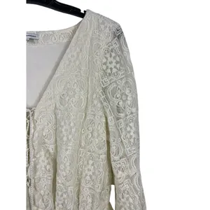 American Eagle Ivory Lace Dress L Lace Up Cottagecore Festival Mini thumbnail 3