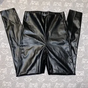 Missguided Faux Leather Leggings In Black thumbnail 1