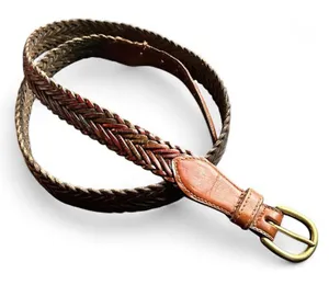 Vintage Women’s Leather Belt – Size 40 – Brown w/ Red Hues – Brass Buckle thumbnail 1