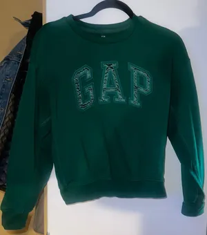 Gap satin logo green crew neck thumbnail 1