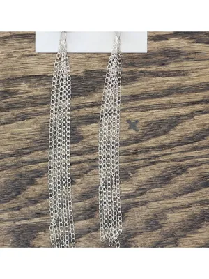 NWT Beach Chic Beaded Long Chain Drop Earrings Silver Gray / Multi 6.5" Pink thumbnail 4