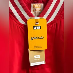 Levi’s Gold Tab Redwood Tech Baseball Jacket Women’s XL Oversized Red‎ Bomber thumbnail 5