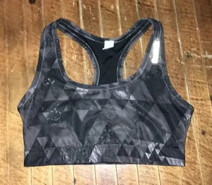 Gray Reebok geometric Athleisure workout yoga sports bra thumbnail 1