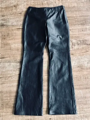 Moda International Black Leather Boot Cut Pants size 10 (15"W x 32" inseam) thumbnail 3