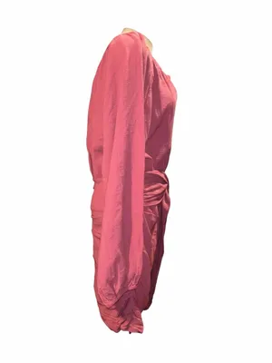 Coral Tie-Waist Long Sleeve Dress thumbnail 2