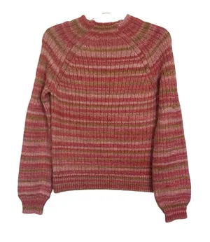 Anthropologie t.la Pink Drea Pullover Sweater XS Striped Mock Neck Boho Fuzzy thumbnail 1